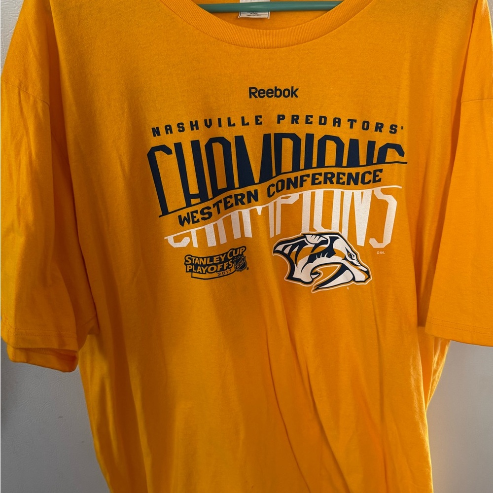 NEW Reebok Men's Yellow Nashville Predators Champions T-Shirt